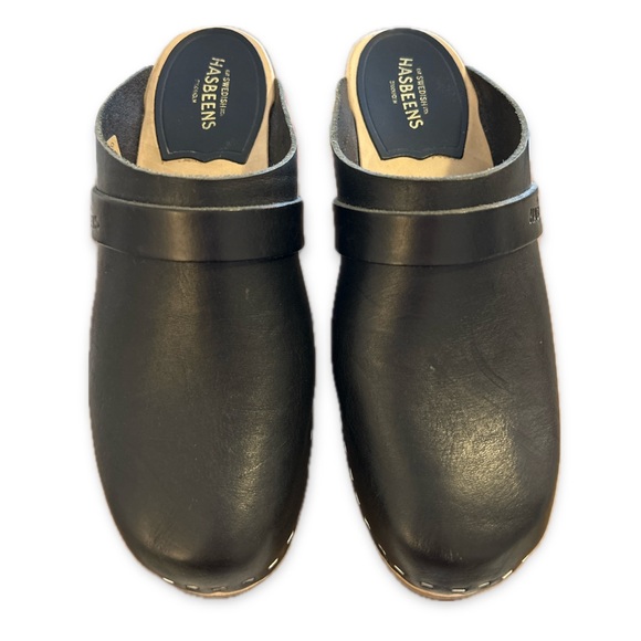 Swedish Hasbeens slip in classic clogs, super-high  black, size 37 - Picture 8 of 16
